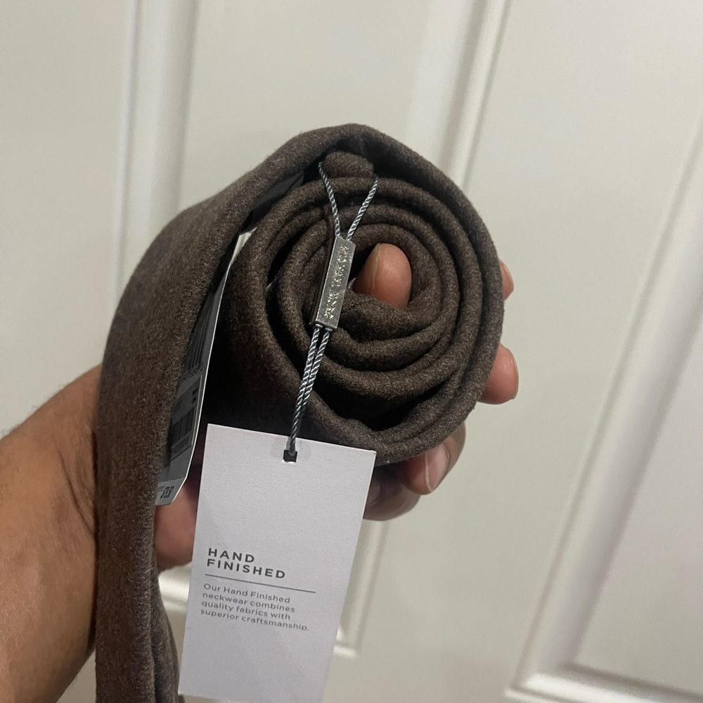 NWT Michael Kors Brown Solid Wool-Blend Necktie Sz OS - Picture 4 of 12